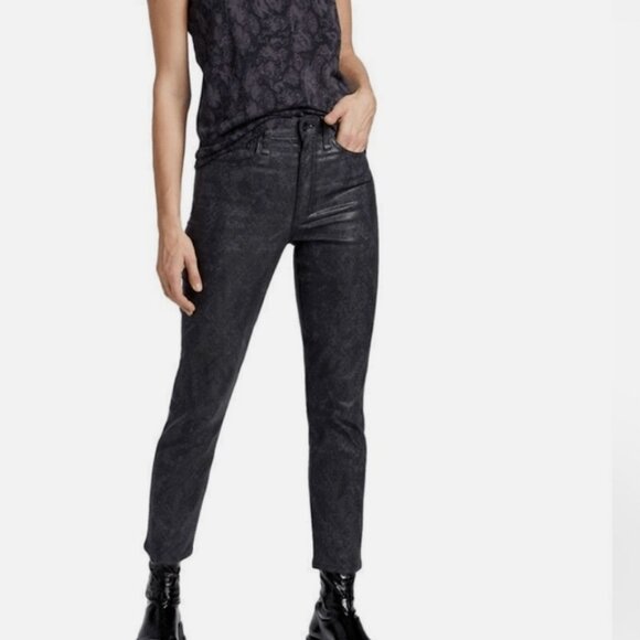 Rag & Bone Nina High Rise Ankle Cigarette Jeans Black Snake Foil SZ 30 NWT $255 - Picture 4 of 16